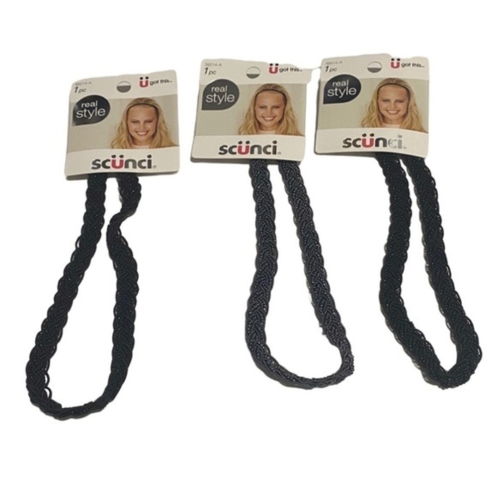 3-PK Scunci Beaded Headwrap Metallic Beads‎ Hair Wrap Style 38214-A